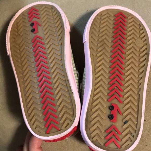 Sparkly metallic Mary Janes with pink trim - Picture 2 of 5